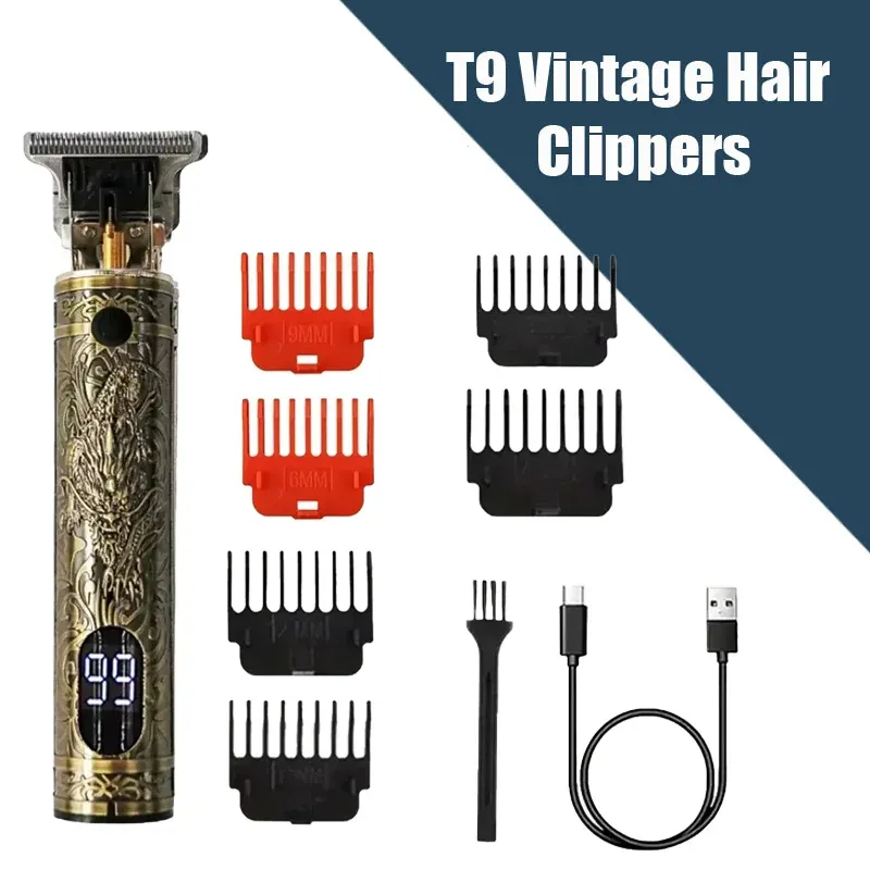 Tondeuse à cheveux professionnelle T9 avec accessoires pour hommes | Charge rapide USB | Barbe, corps et cheveux | Rasoir électrique de précision 18