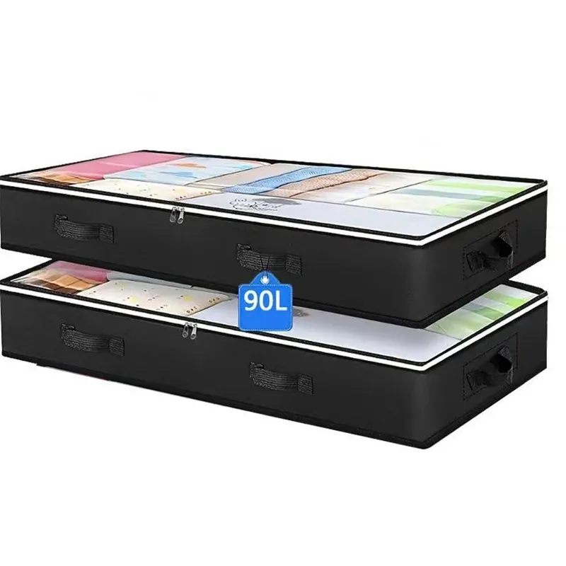 Conteneurs de rangement pliables sous le lit à fenêtre transparente, avec organisateurs de jouets et sacs de rangement pour vêtements 7