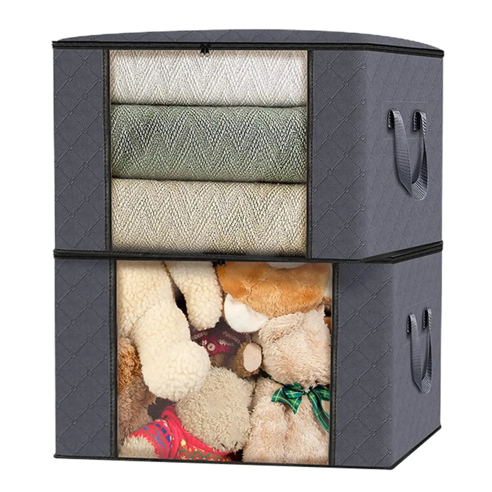 Conteneurs de rangement pliables sous le lit à fenêtre transparente, avec organisateurs de jouets et sacs de rangement pour vêtements 8