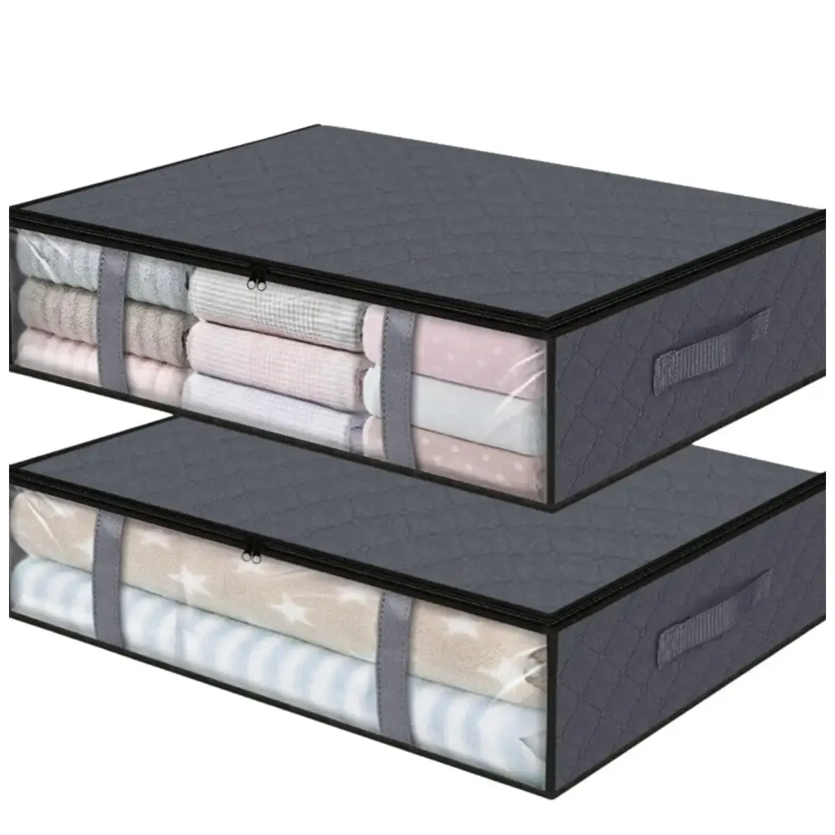 Conteneurs de rangement pliables sous le lit à fenêtre transparente, avec organisateurs de jouets et sacs de rangement pour vêtements 10
