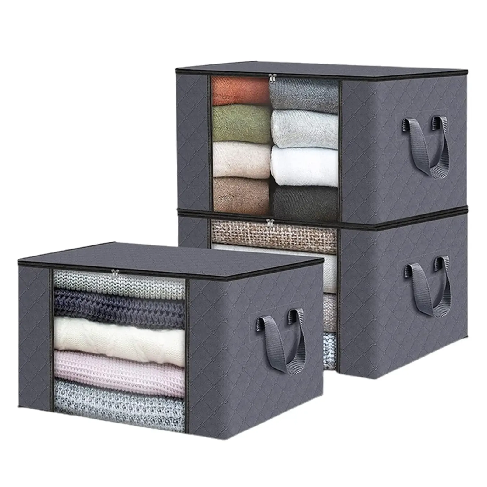 Conteneurs de rangement pliables sous le lit à fenêtre transparente, avec organisateurs de jouets et sacs de rangement pour vêtements 17