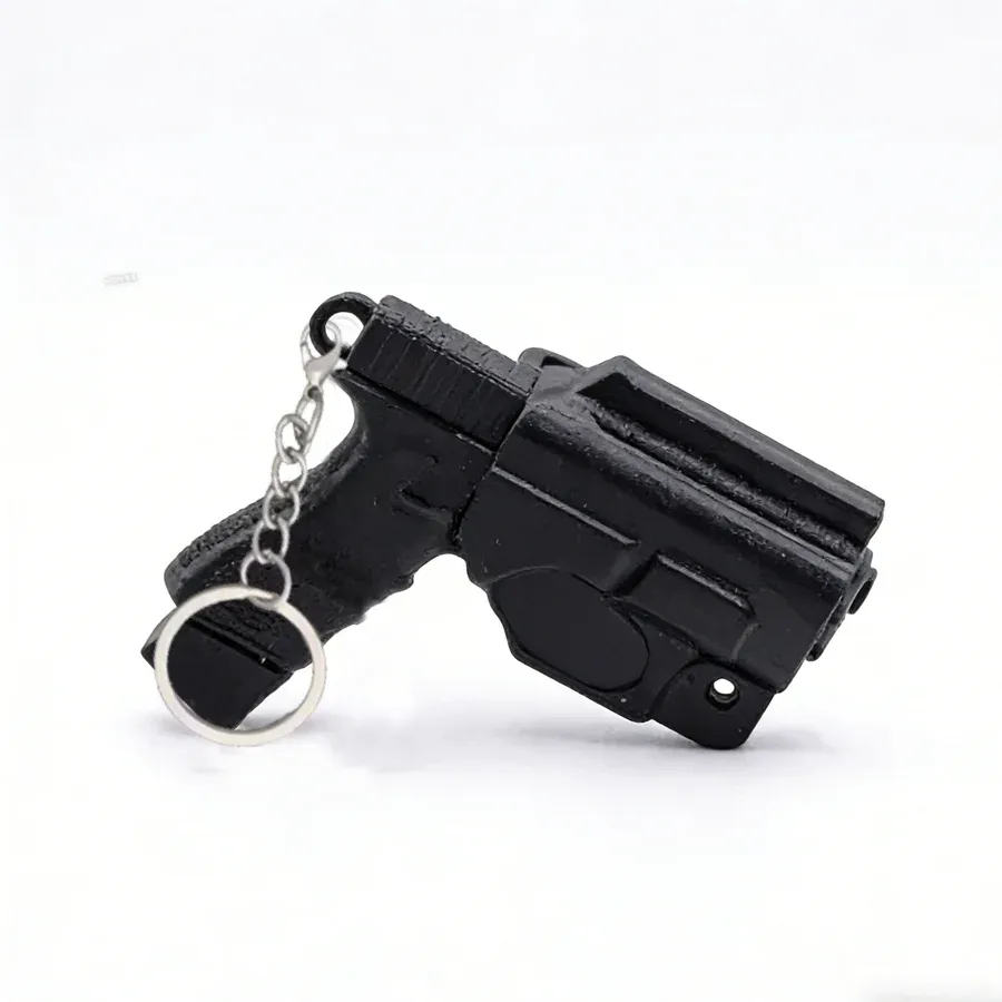 Porte-clés de voiture mini pistolet imprimé en 3D avec étui à accrocher à la ceinture 3
