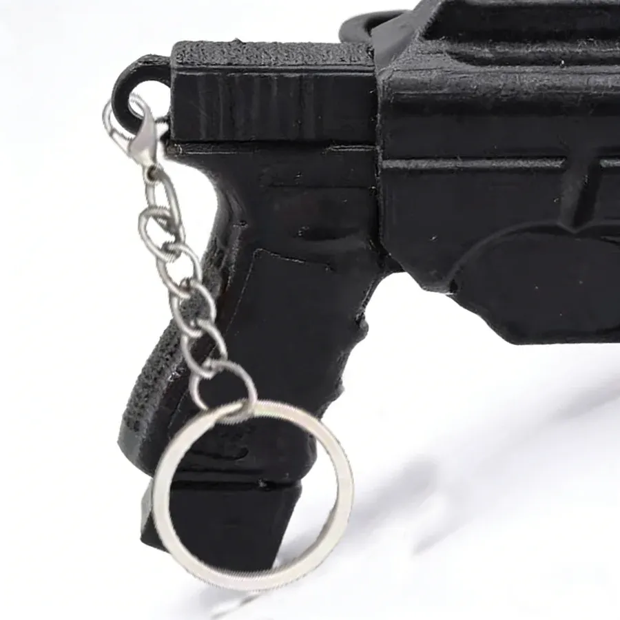 Porte-clés de voiture mini pistolet imprimé en 3D avec étui à accrocher à la ceinture 5