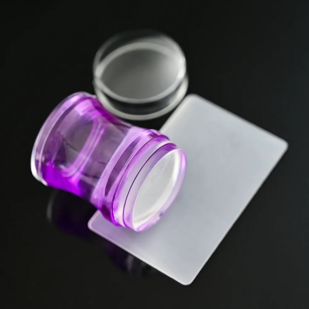 Kit de tamponnage nail art en silicone transparent : manucure française avec plaque, pochoir, tampon et racloir 8