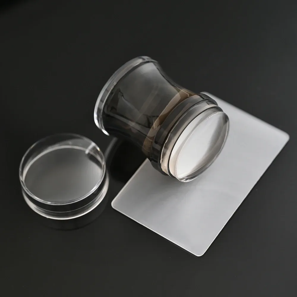 Kit de tamponnage nail art en silicone transparent : manucure française avec plaque, pochoir, tampon et racloir 10