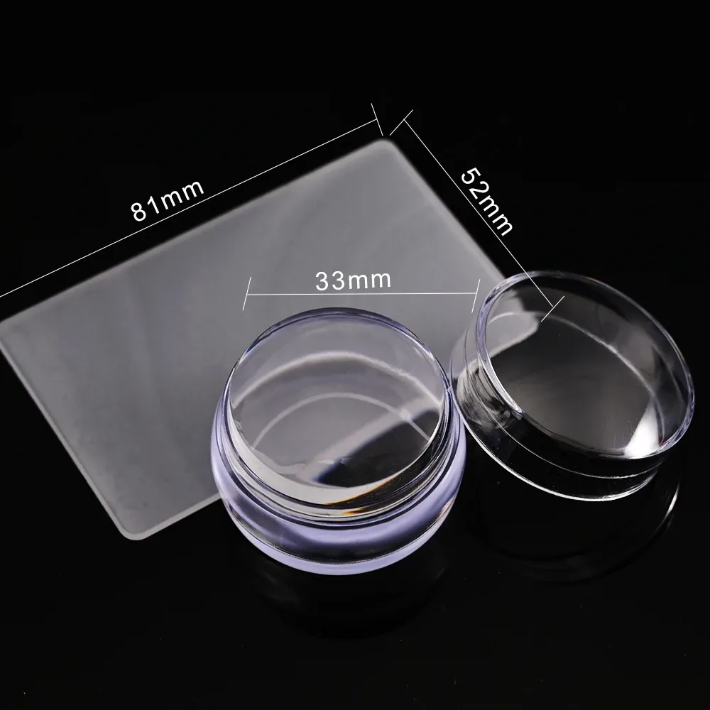 Kit de tamponnage nail art en silicone transparent : manucure française avec plaque, pochoir, tampon et racloir 11