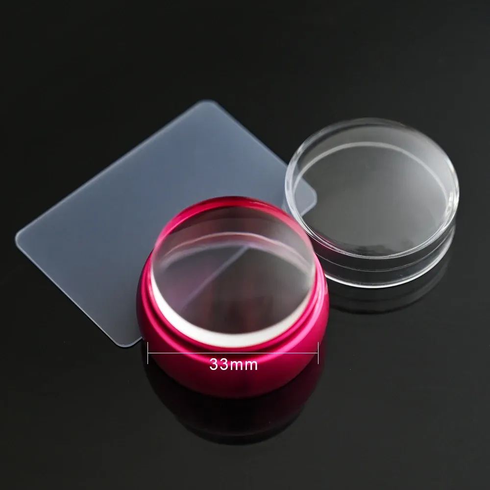 Kit de tamponnage nail art en silicone transparent : manucure française avec plaque, pochoir, tampon et racloir 9
