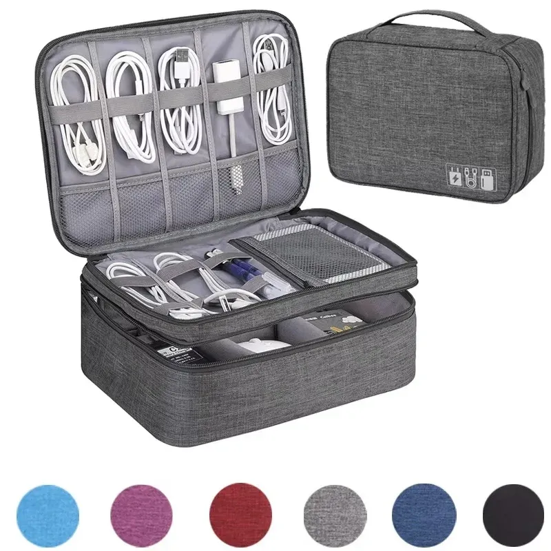 Sac de rangement pour câbles de voyage, organisateur électronique portable et étanche, pochette de rangement pour câbles USB et écouteurs