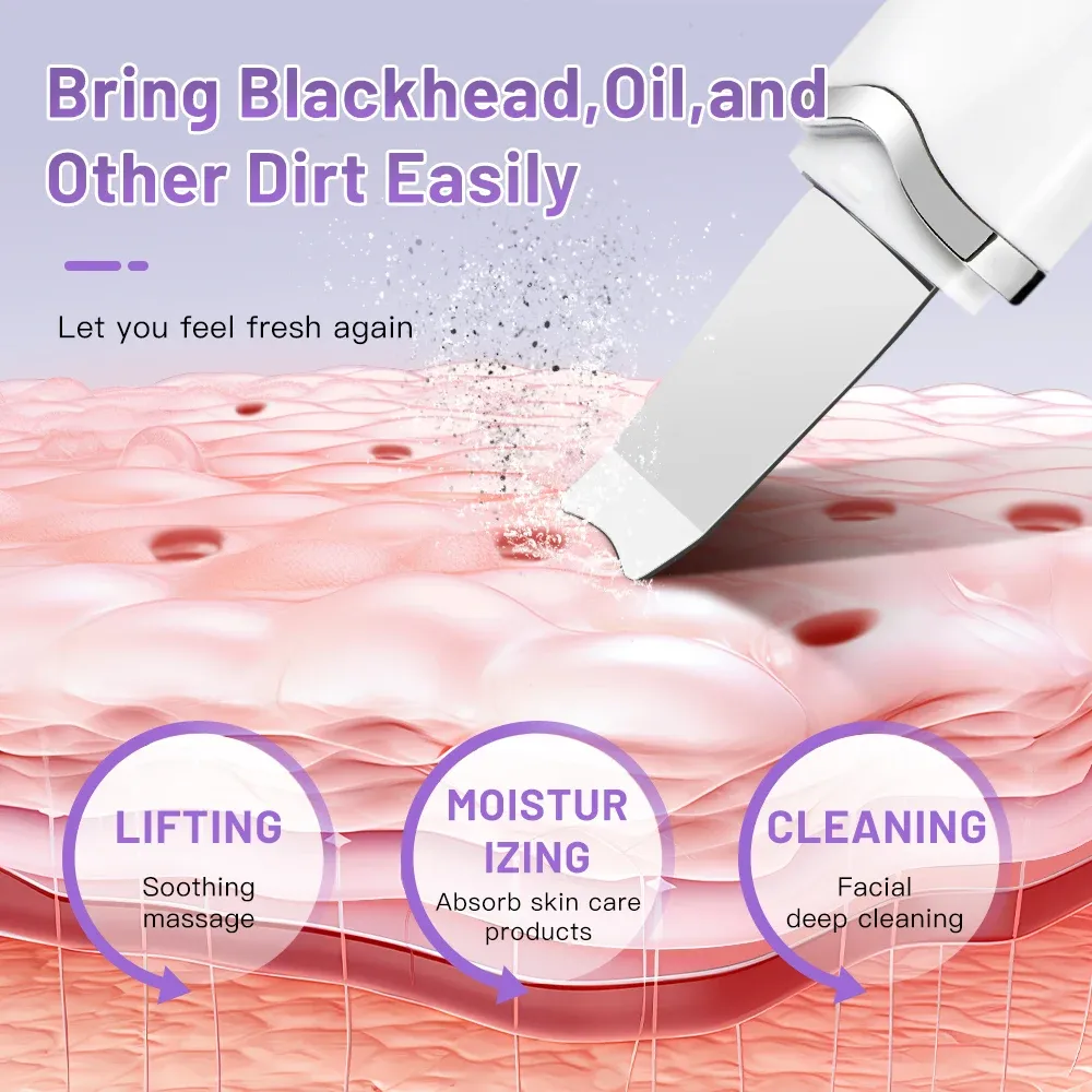 Épurateur de peau électrique à ultrasons avec vibration faciale et spatule 3