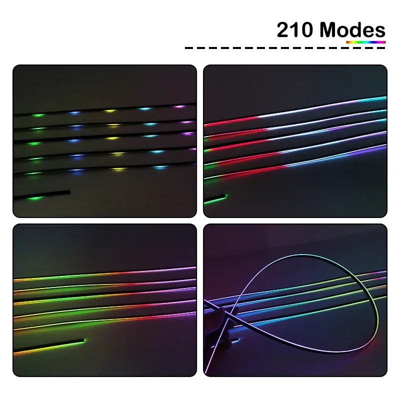 Bandeau LED RVB d'ambiance pour intérieur de voiture, 64 couleurs, bande acrylique dissimulée 3