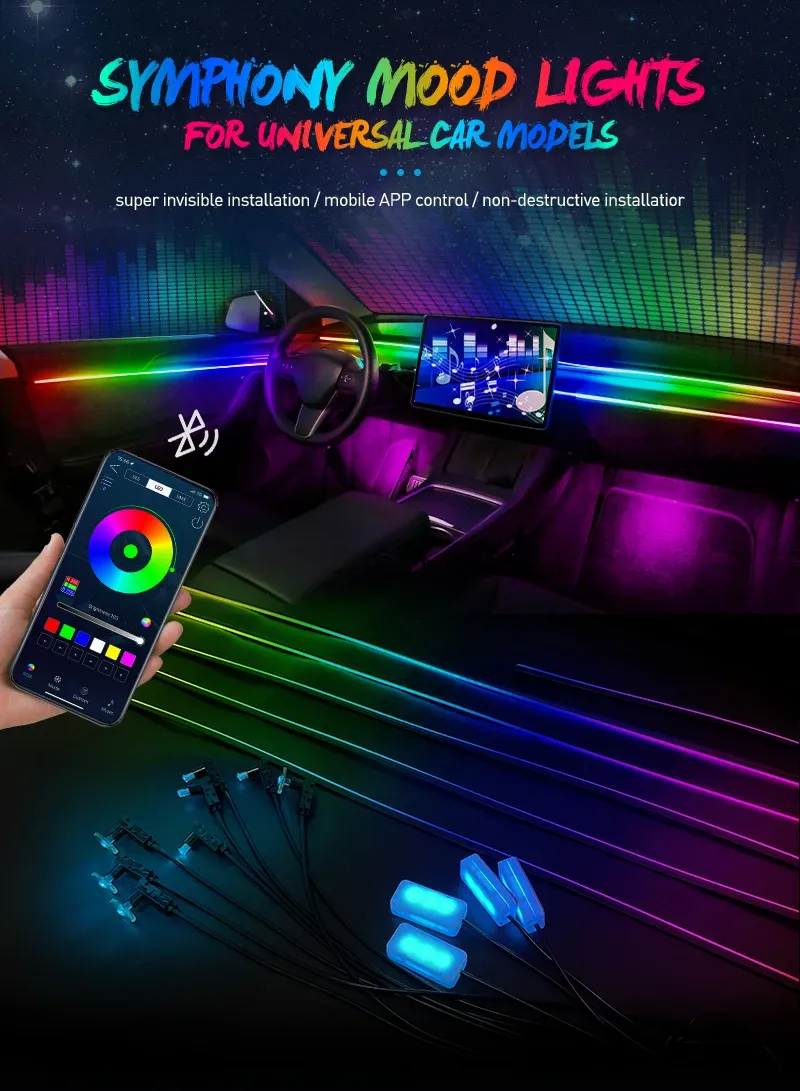 Ambiance lumineuse synchronisée avec la musique dans l'habitacle