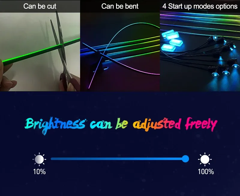 Éclairage LED installé sur le tableau de bord