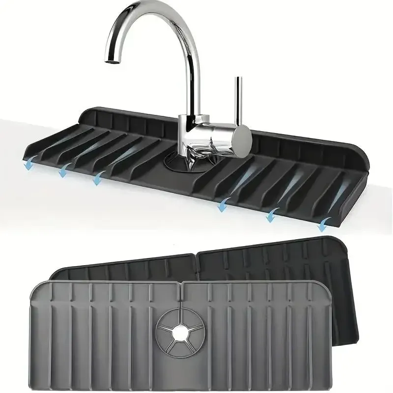 Tapis de robinet en silicone, porte-éponge et porte-savon, tapis de séchage pour comptoir, protection anti-éclaboussures pour évier de cuisine et salle de bains 1