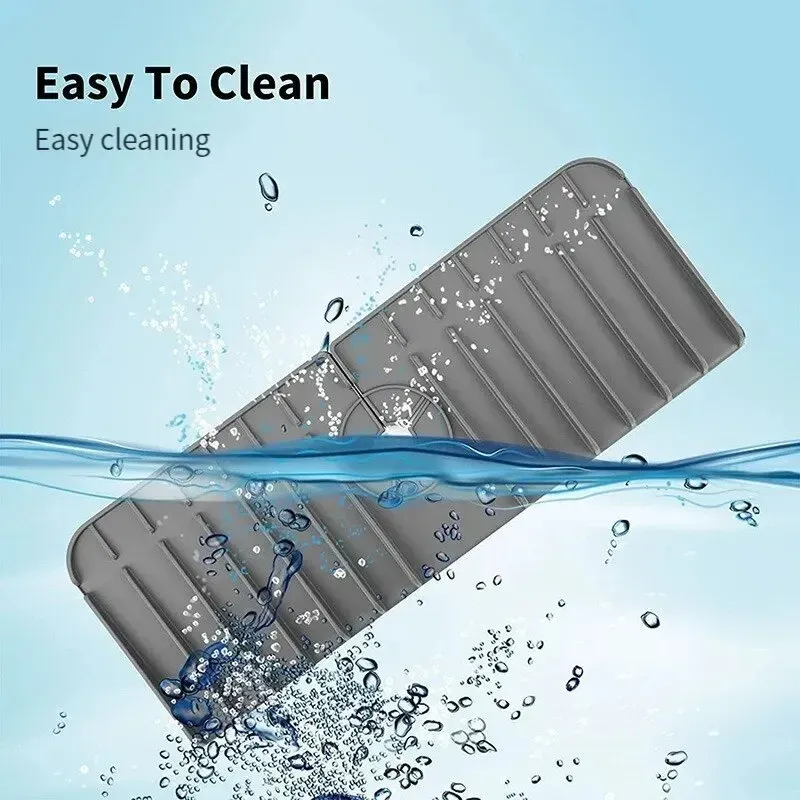 Tapis de robinet en silicone, porte-éponge et porte-savon, tapis de séchage pour comptoir, protection anti-éclaboussures pour évier de cuisine et salle de bains 4
