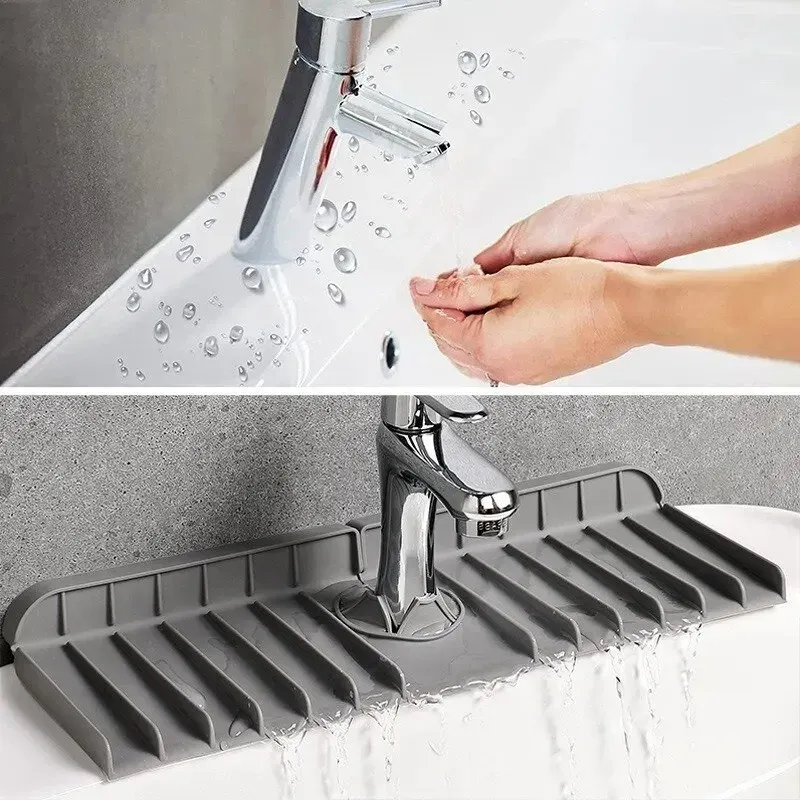 Tapis de robinet en silicone, porte-éponge et porte-savon, tapis de séchage pour comptoir, protection anti-éclaboussures pour évier de cuisine et salle de bains 5