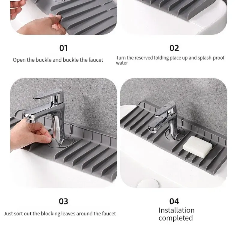 Tapis de robinet en silicone en situation d'usage