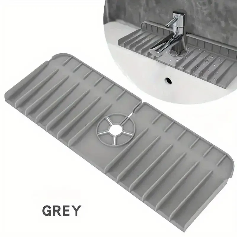 Tapis de robinet en silicone, porte-éponge et porte-savon, tapis de séchage pour comptoir, protection anti-éclaboussures pour évier de cuisine et salle de bains 8