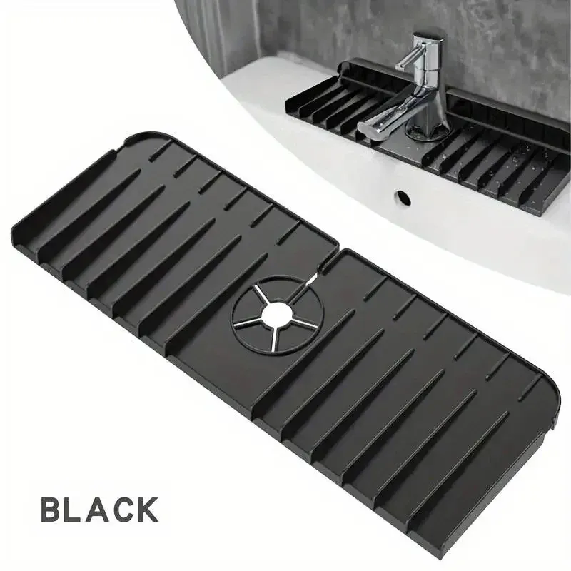 Tapis de robinet en silicone, porte-éponge et porte-savon, tapis de séchage pour comptoir, protection anti-éclaboussures pour évier de cuisine et salle de bains 7