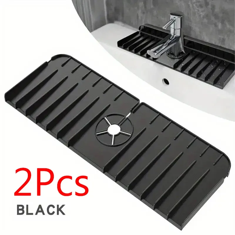 Tapis de robinet en silicone, porte-éponge et porte-savon, tapis de séchage pour comptoir, protection anti-éclaboussures pour évier de cuisine et salle de bains 9