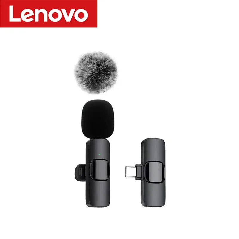 Microphone Lavalier Sans Fil Lenovo Mini pour Diffusion en Direct, Enregistrement Audio et Vidéo, Compatible iPhone et Android 7
