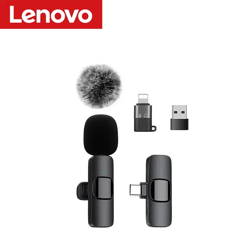 Microphone Lavalier Sans Fil Lenovo Mini pour Diffusion en Direct, Enregistrement Audio et Vidéo, Compatible iPhone et Android 9