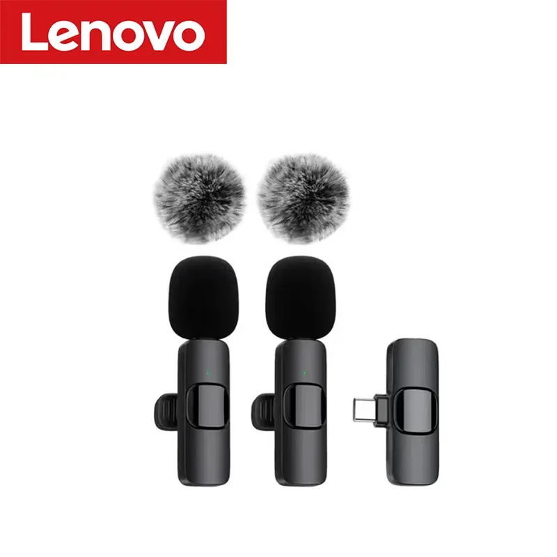 Microphone Lavalier Sans Fil Lenovo Mini pour Diffusion en Direct, Enregistrement Audio et Vidéo, Compatible iPhone et Android 10