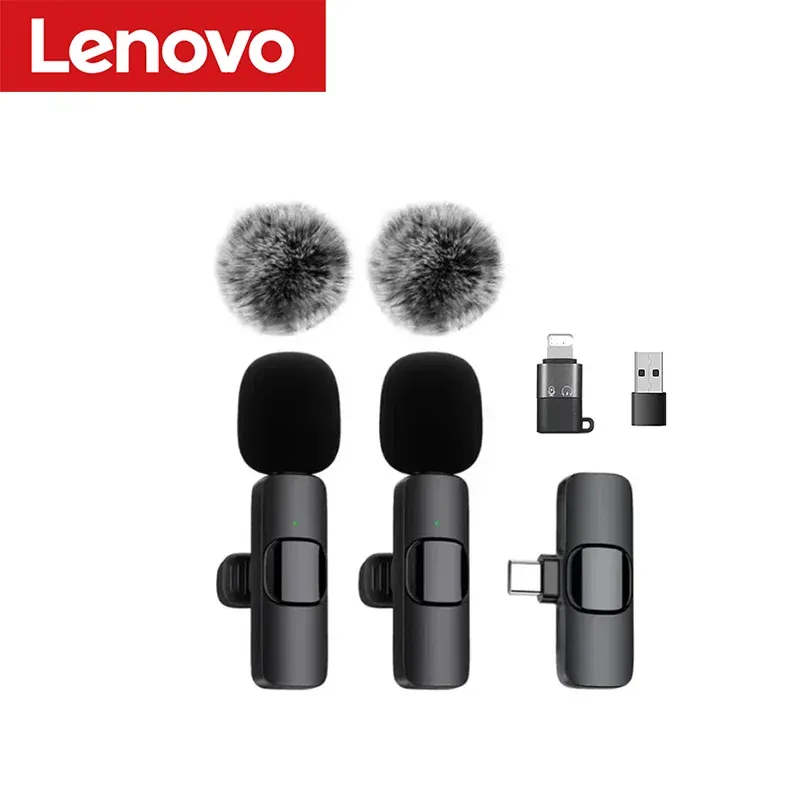 Microphone Lavalier Sans Fil Lenovo Mini pour Diffusion en Direct, Enregistrement Audio et Vidéo, Compatible iPhone et Android 11