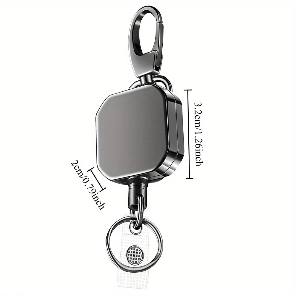 Mousqueton rétractable en métal robuste pour porte-clés, ceinture et bobine porte-badge, cordon en fil d'acier renforcé 7