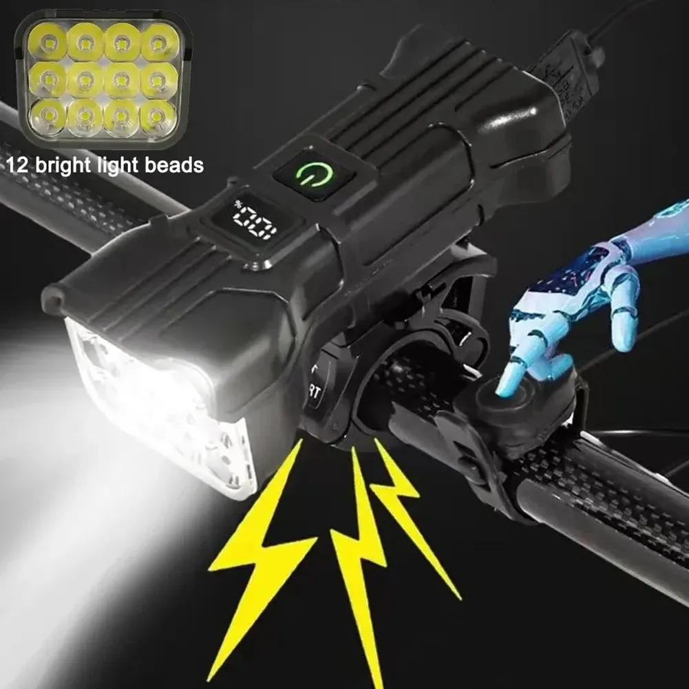 Feu avant de vélo rechargeable à 12 LED avec klaxon 2
