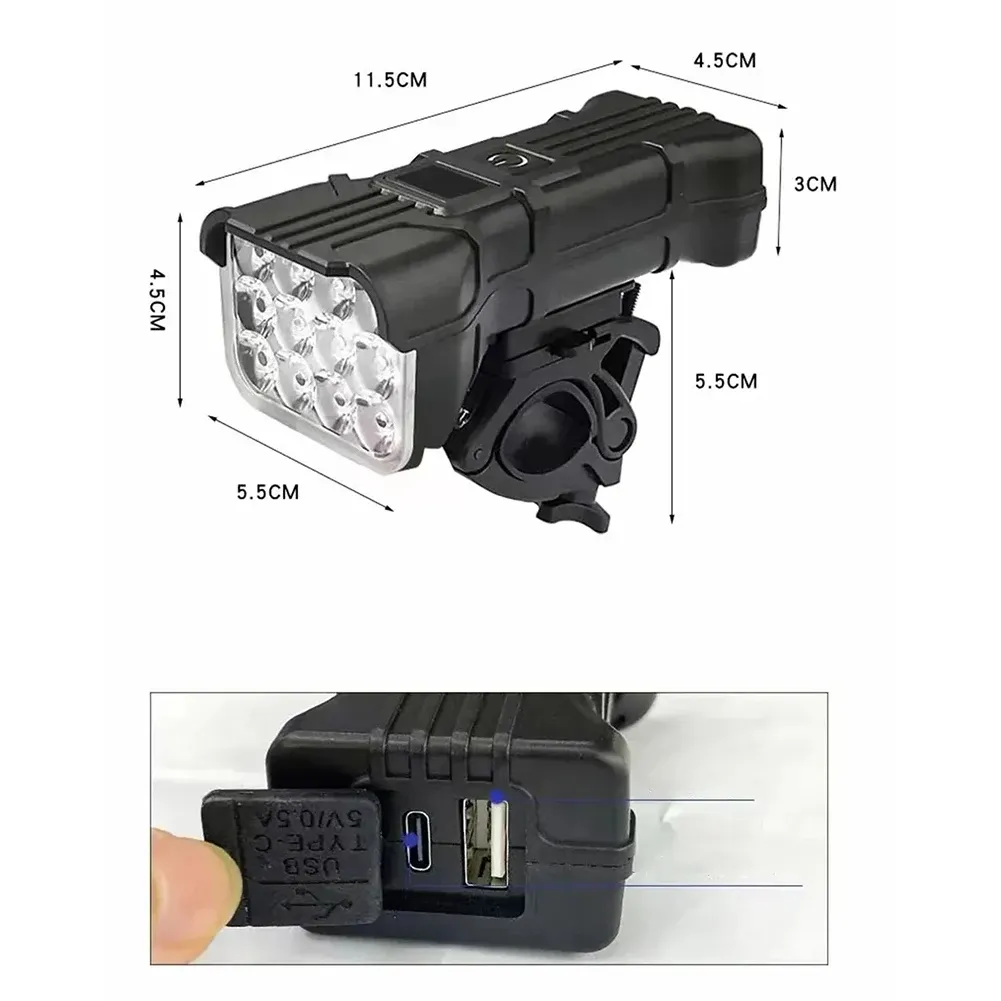 Feu avant de vélo rechargeable à 12 LED avec klaxon 6
