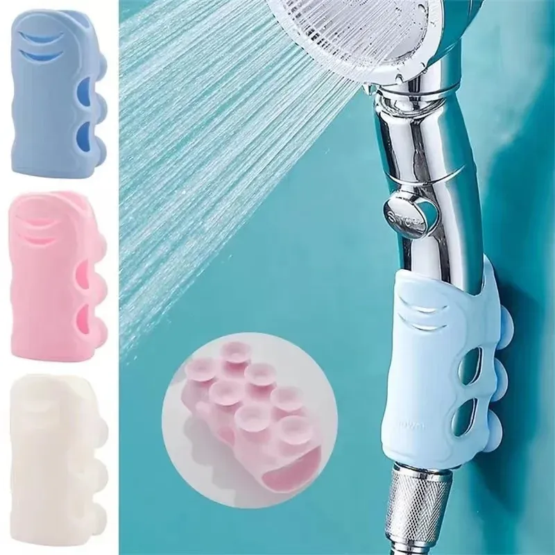 Support de pomme de douche sans perçage, fixation murale à ventouse en silicone pour marbre, verre et céramique 1