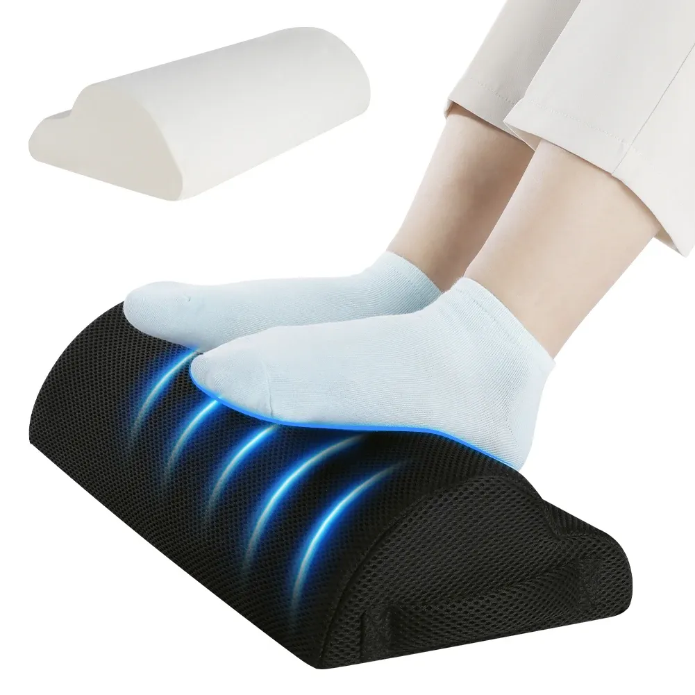 Repose-pied de bureau en mousse à mémoire de forme avec coussin surélevé pour les jambes, à placer sous le bureau pour le jeu et le télétravail - Image 1