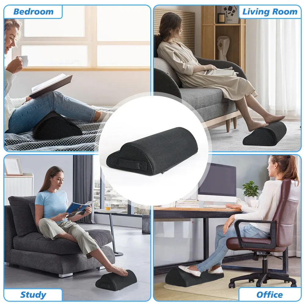 Repose-pied de bureau en mousse à mémoire de forme avec coussin surélevé pour les jambes, à placer sous le bureau pour le jeu et le télétravail 3
