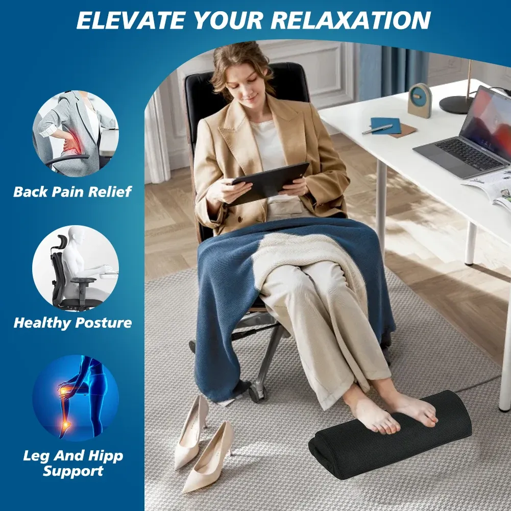 Repose-pied de bureau en mousse à mémoire de forme avec coussin surélevé pour les jambes, à placer sous le bureau pour le jeu et le télétravail 4