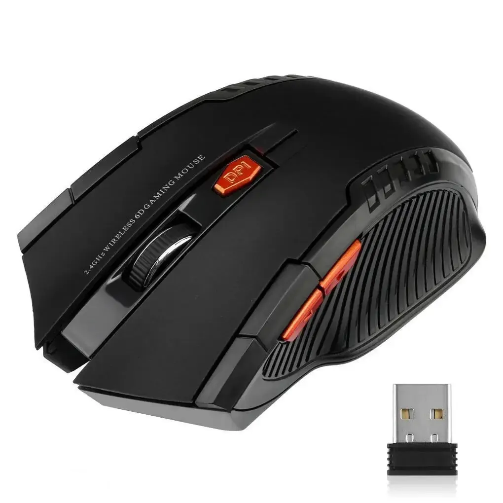 Souris optique sans fil 2,4 GHz avec récepteur USB, 1600 DPI, 6 boutons 1