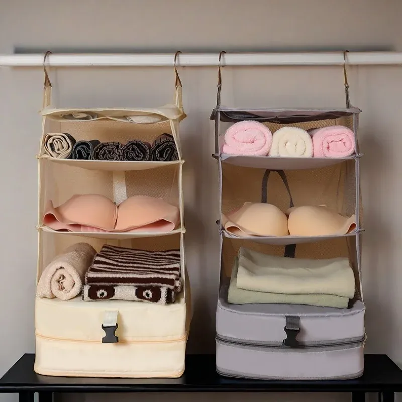Organisateur de placard suspendu à 4 niveaux, pliable, avec 2 crochets robustes, 1 pièce 3