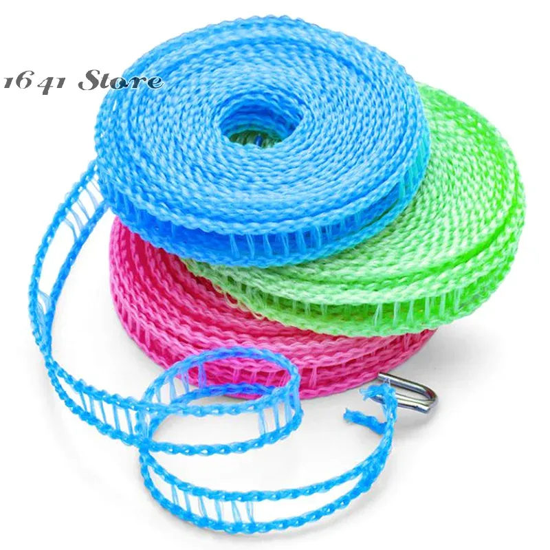 Corde à linge portable de 5 m/10 m, type clôture, résistante au vent, pour séchage en extérieur et en intérieur, à la maison ou en voyage - Image 1