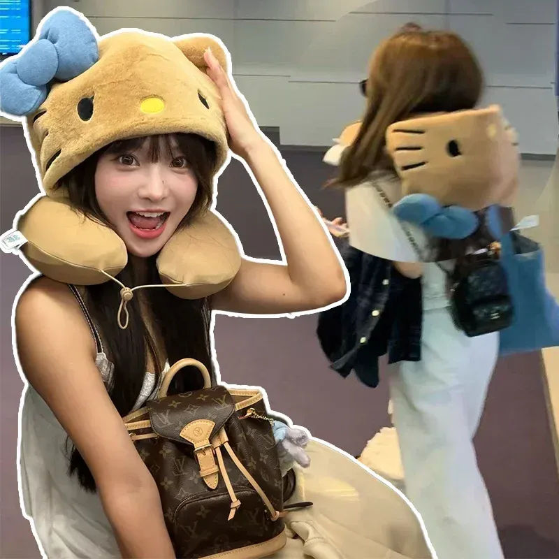 Coussin de voyage à capuche en peluche douce avec capuche réglable 2
