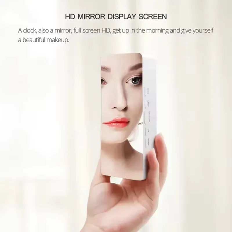Réveil numérique LED miroir avec affichage de la température et veilleuse intelligente pour chambre à coucher, coiffeuse et bureau 3