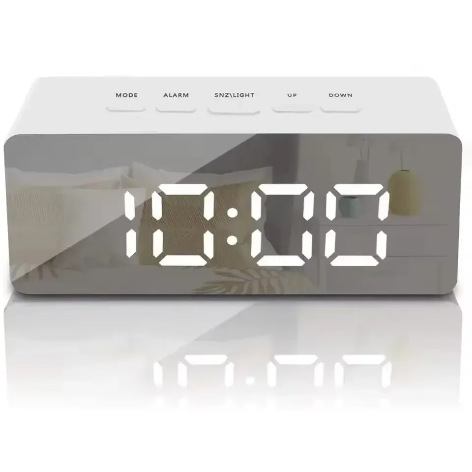 Réveil numérique LED miroir, ambiance lumineuse