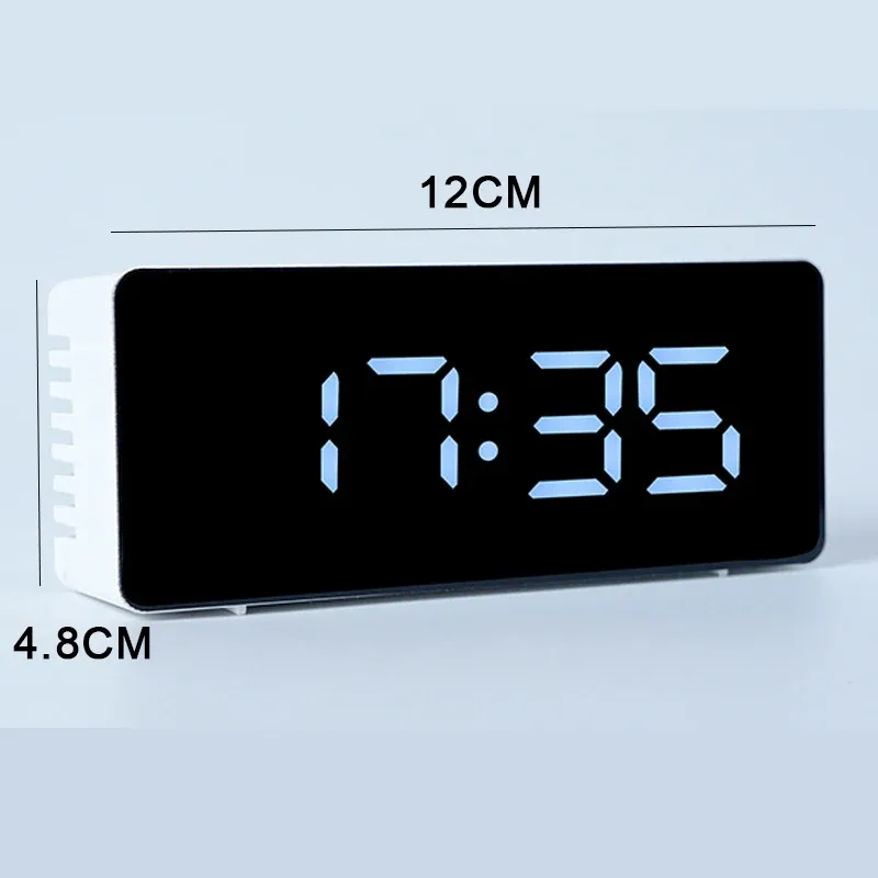 Réveil numérique LED miroir avec affichage de la température et veilleuse intelligente pour chambre à coucher, coiffeuse et bureau 9