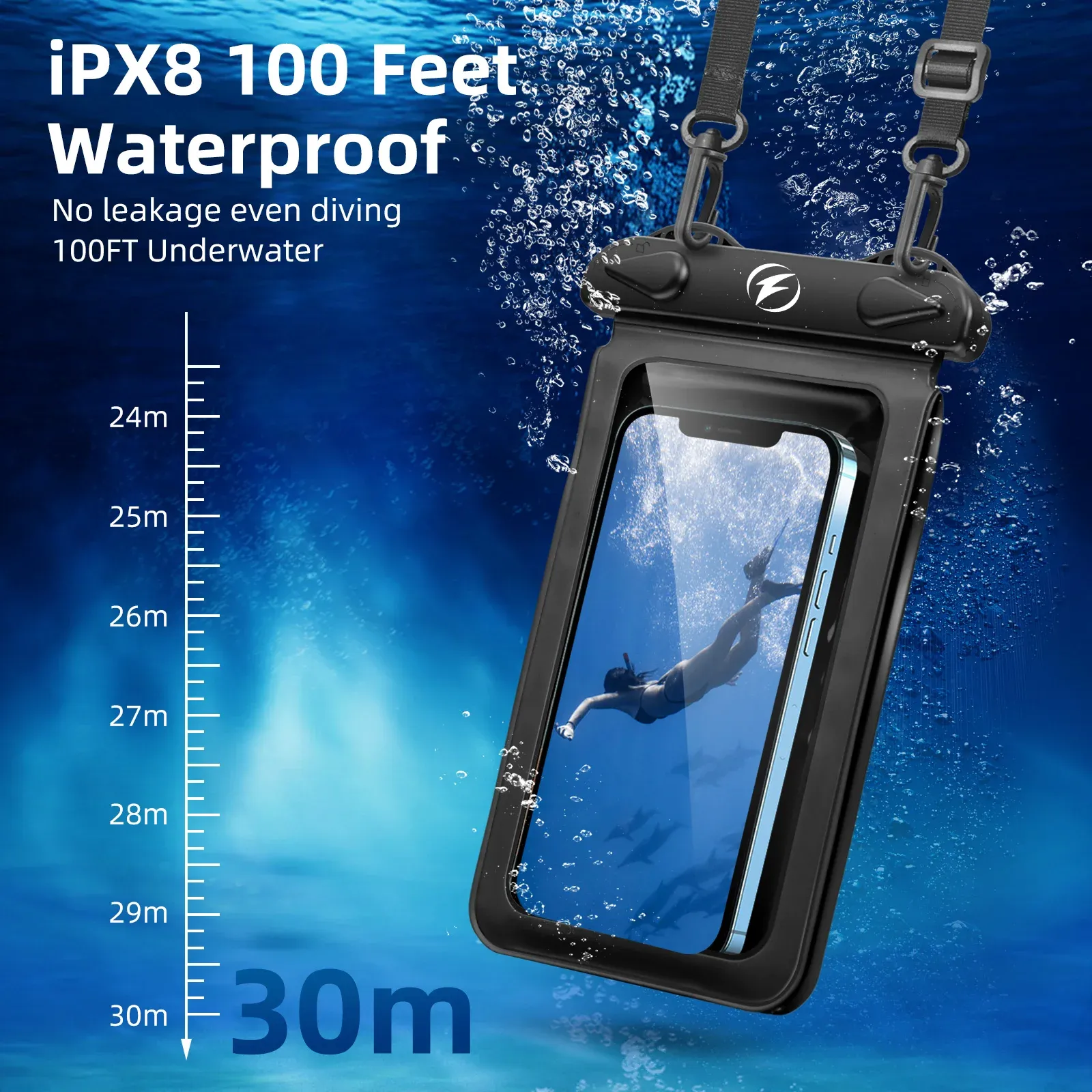 Pochette étanche en PVC pour smartphone, sac de plongée à double poche compatible iPhone, Samsung, Xiaomi et Huawei 4