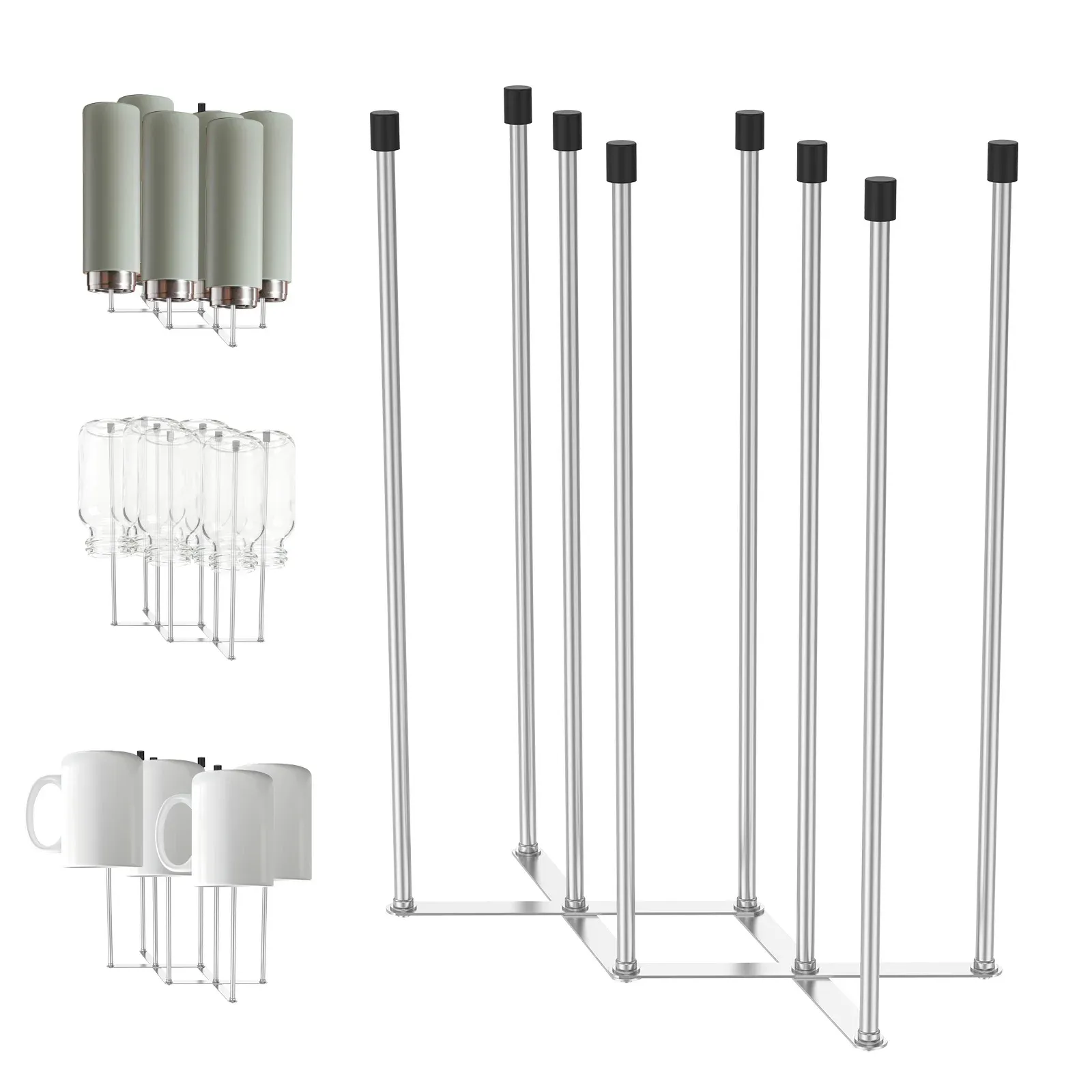 Support de séchage pliable pour biberons, support vertical en acier inoxydable, rangement rétractable pour gobelets, égouttoir