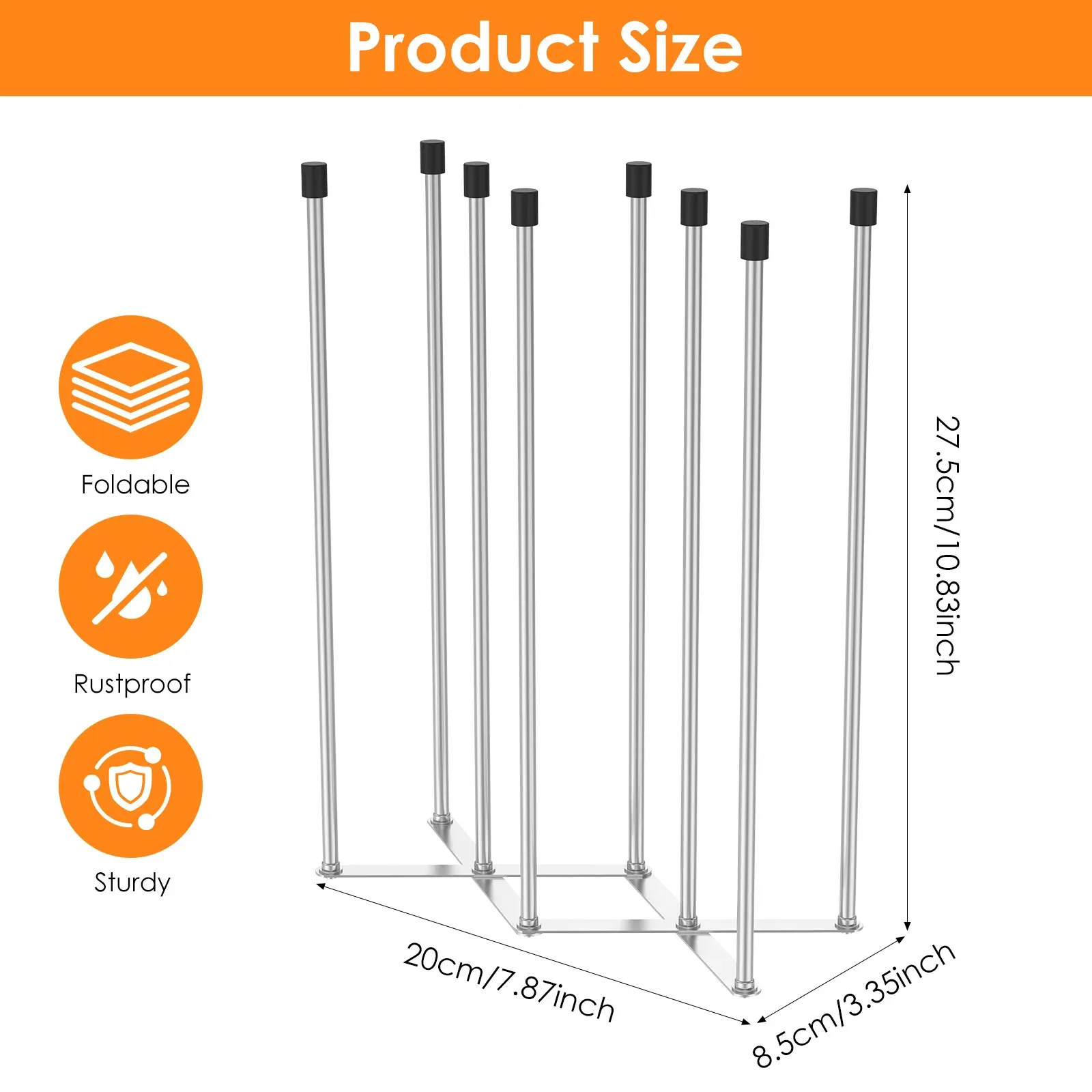 Support de séchage pliable pour biberons, support vertical en acier inoxydable, rangement rétractable pour gobelets, égouttoir 6