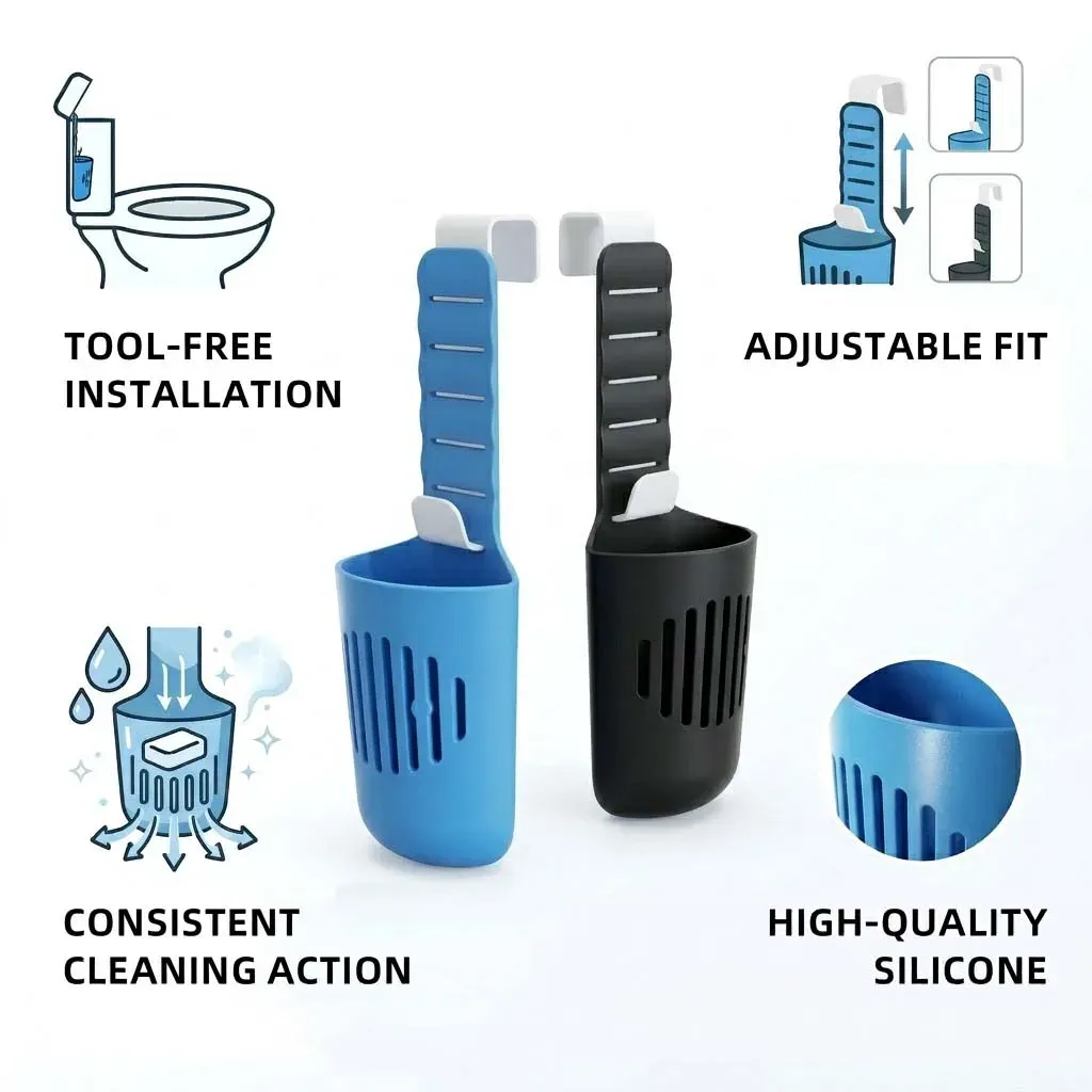 Support de tablettes en silicone pour réservoir de toilettes, nettoyant et désodorisant polyvalent à suspendre sur la cuvette 2