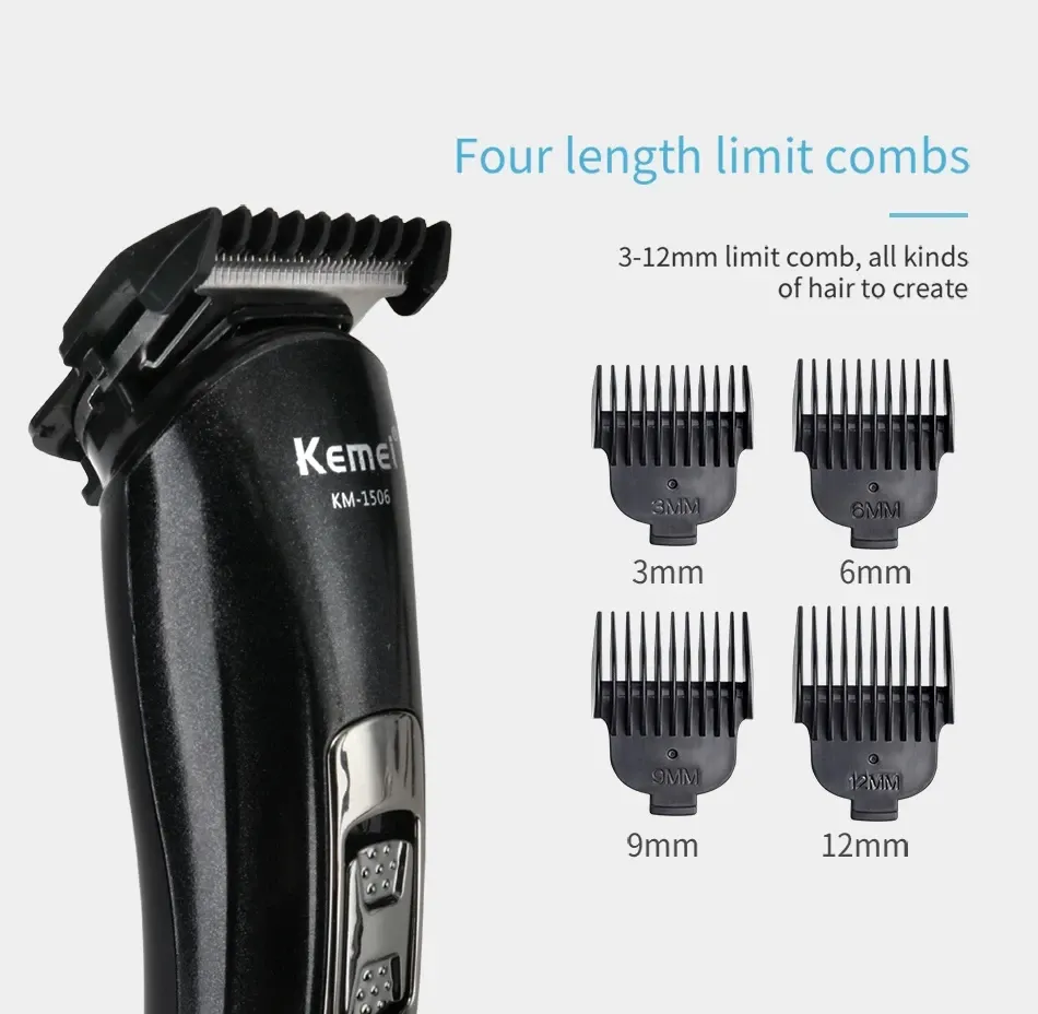 Rasoir électrique Kemei KM-1506 3 en 1 avec tondeuse à cheveux et tondeuse nez, rechargeable par USB 3