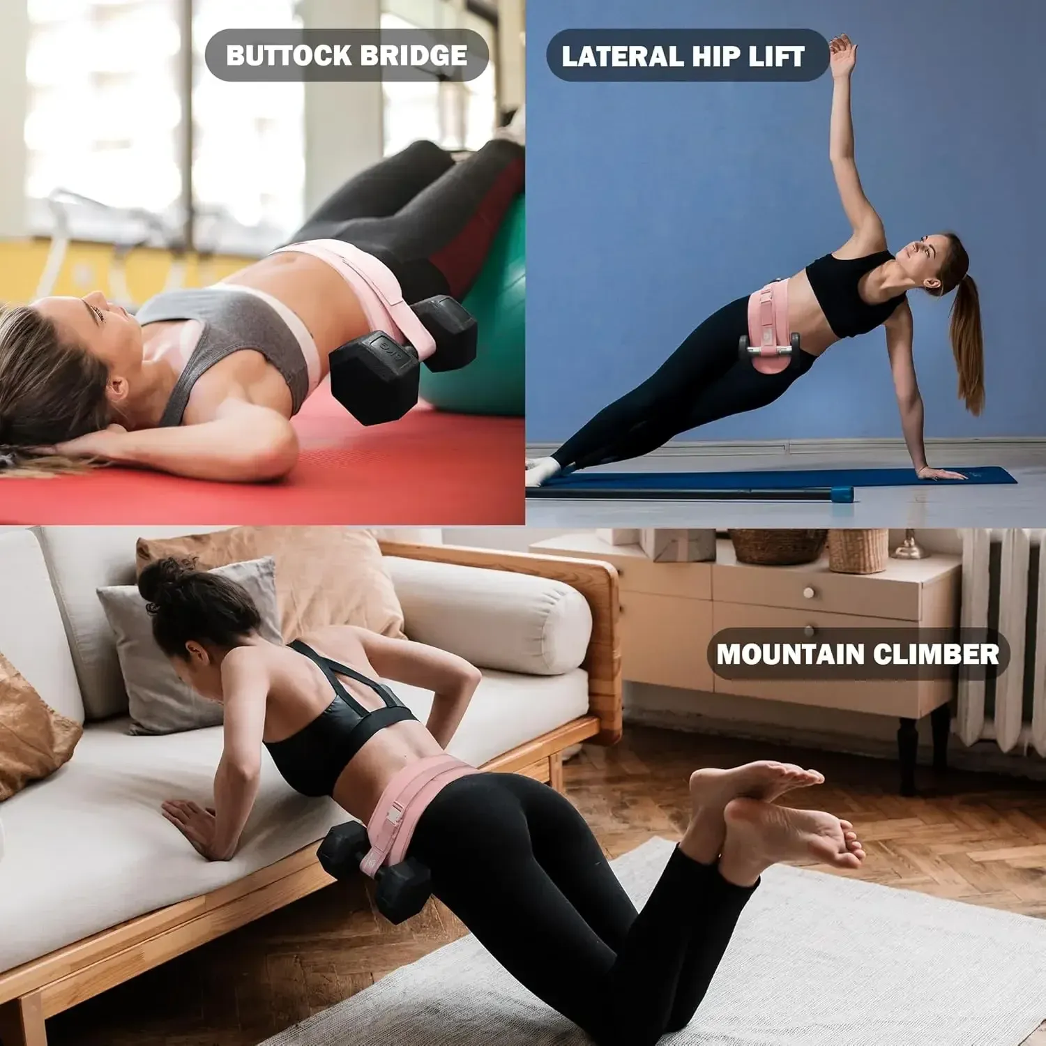 Ceinture unisexe pour poussées de hanche et renforcement des fessiers (Glute Bridge), avec poids intégrés à la taille 5