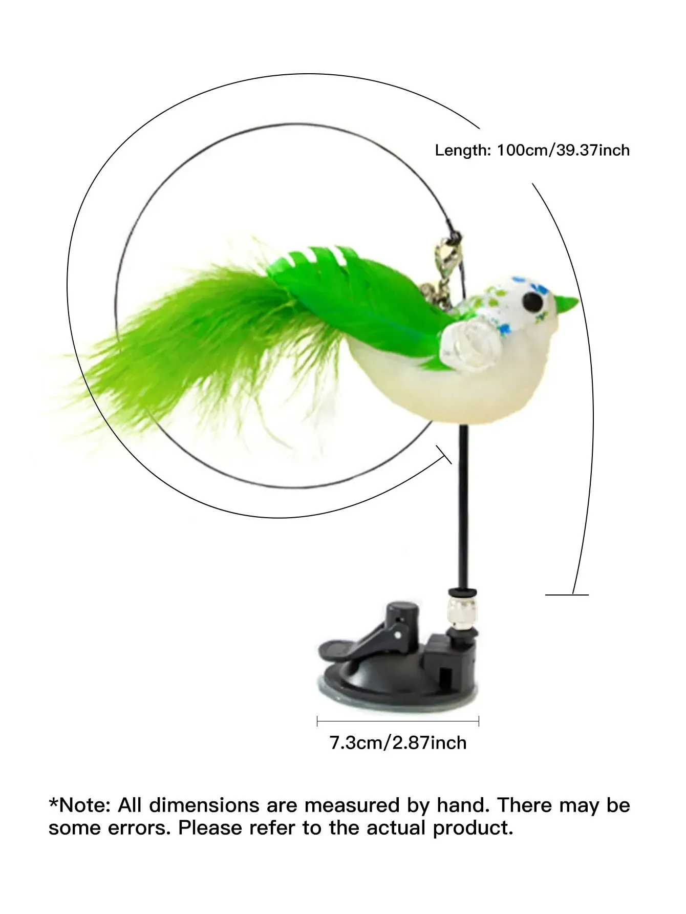 Jouet interactif pour chat à ventouse, simulant un oiseau avec cloche à plumes 4