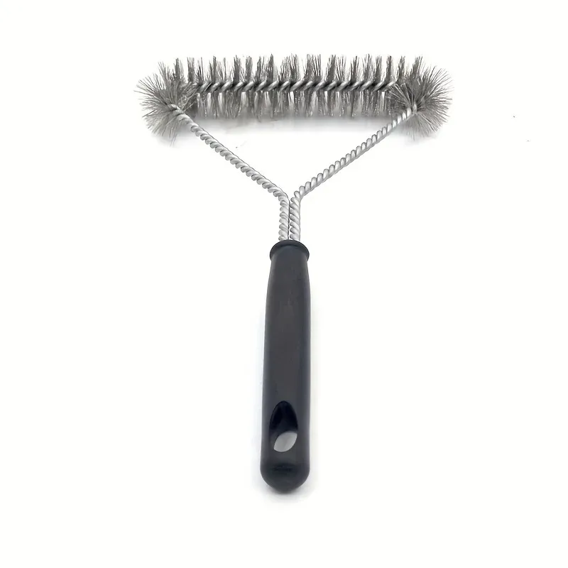 Brosse de nettoyage pour gril à long manche, poignée antiadhésive et poils en acier inoxydable, accessoire pour barbecue d'extérieur 5