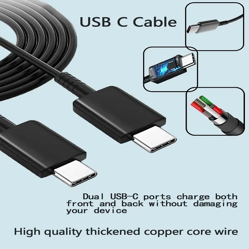 Chargeur mural USB-C rapide 25 W avec câble USB-C vers USB-C, compatible Samsung Galaxy et iPhone 3